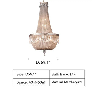 Oversize Modern Metal Art Luxury Crystal Chandelier for Duplex Hall/Staircase/Villa/Foyer - Arialamps