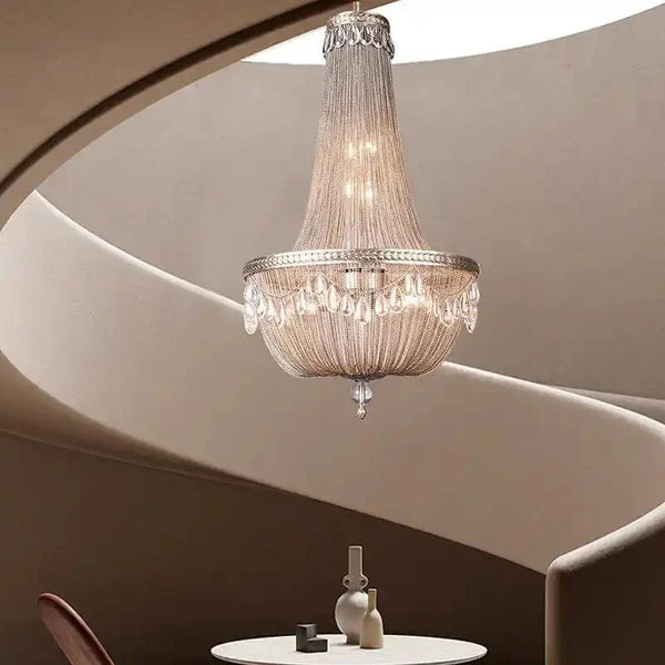 Oversize Modern Metal Art Luxury Crystal Chandelier for Duplex Hall/Staircase/Villa/Foyer - Arialamps