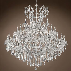 Oversized European Chrome Classic Candle Branch Crystal Chandelier for 2-Story/Duplex Buildings-Chandeliers-Arialamps