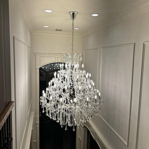 Oversized European Chrome Classic Candle Branch Crystal Chandelier for 2-Story/Duplex Buildings-Chandeliers-Arialamps