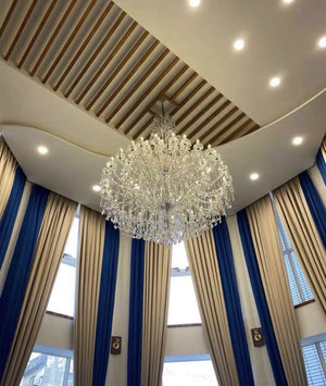 Oversized Luxury Traditional Gold/Chrome Candle Branch Crystal Chandelier for 2-story/Duplex Buildings-Chandeliers-Arialamps