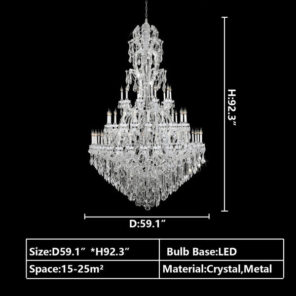 Oversized Luxury Traditional Gold/Chrome Candle Branch Crystal Chandelier for 2-story/Duplex Buildings-Chandeliers-Arialamps