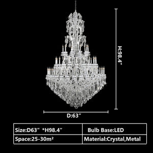 Oversized Luxury Traditional Gold/Chrome Candle Branch Crystal Chandelier for 2-story/Duplex Buildings-Chandeliers-Arialamps