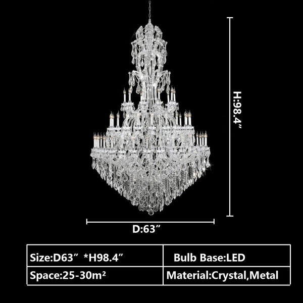Oversized Luxury Traditional Gold/Chrome Candle Branch Crystal Chandelier for 2-story/Duplex Buildings-Chandeliers-Arialamps