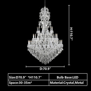 Oversized Luxury Traditional Gold/Chrome Candle Branch Crystal Chandelier for 2-story/Duplex Buildings-Chandeliers-Arialamps