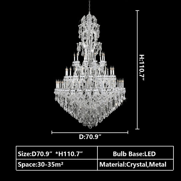 Oversized Luxury Traditional Gold/Chrome Candle Branch Crystal Chandelier for 2-story/Duplex Buildings-Chandeliers-Arialamps