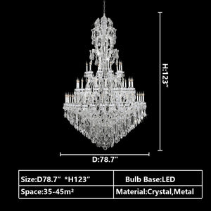 Oversized Luxury Traditional Gold/Chrome Candle Branch Crystal Chandelier for 2-story/Duplex Buildings-Chandeliers-Arialamps