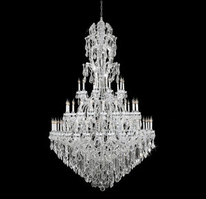 Oversized Luxury Traditional Gold/Chrome Candle Branch Crystal Chandelier for 2-story/Duplex Buildings-Chandeliers-D59.1"*H92.3"-Chrome-Warm Light-Arialamps