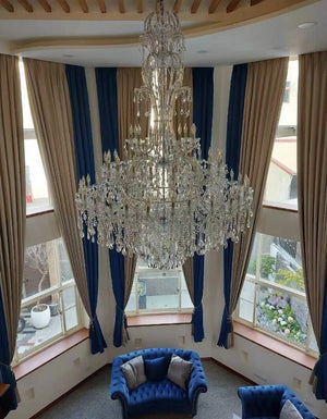 Oversized Luxury Traditional Gold/Chrome Candle Branch Crystal Chandelier for 2-story/Duplex Buildings-Chandeliers-Arialamps