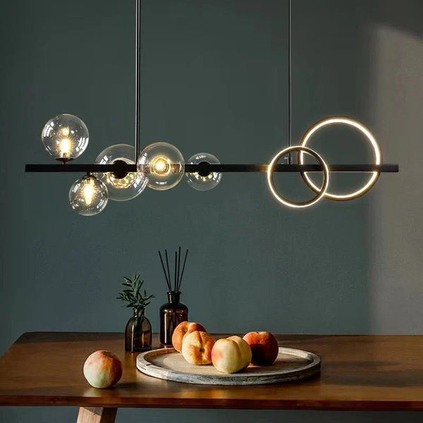 Oversized Nordic Black Iron Glass Bubble Collection Chandelier Suit for Living/Dining Room - Arialamps