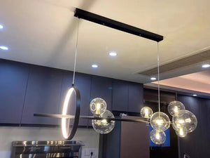 Oversized Nordic Black Iron Glass Bubble Collection Chandelier Suit for Living/Dining Room - Arialamps