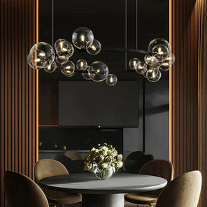 Oversized Nordic Black Iron Glass Bubble Collection Chandelier Suit for Living/Dining Room - Arialamps