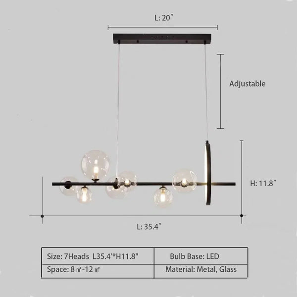 Oversized Nordic Black Iron Glass Bubble Collection Chandelier Suit for Living/Dining Room - Arialamps