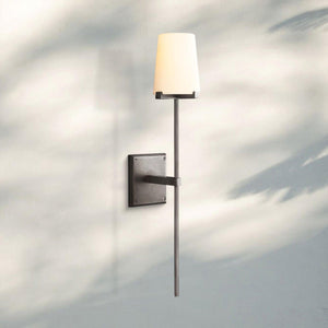 Pauilla Fabric Shade Torch Sconce-Bronze-