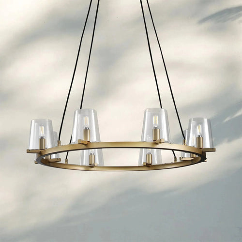 Pauilla Modern Clear Glass Round Chandelier 36'' 48‘’ 60‘’-Round 36" 8-Light-Lacquered Burnished Brass-