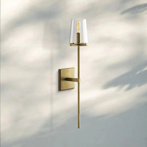 Pauilla Torch Clear Glass Sconce-Lacquered Burnished Brass-