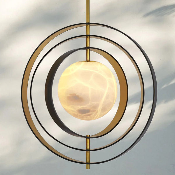 Pearl Alabaster Modern Round Chandelier-Arialamps