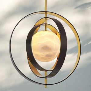 Pearl Alabaster Modern Round Chandelier-Arialamps