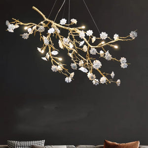 post-modern-art-brass-and-ceramics-flower-pendant-branch-chandelier-1