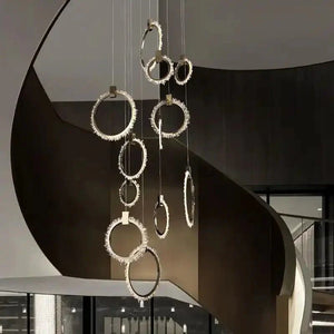 Primary Crystal 12 Rings Staircase Chandelier - Arialamps