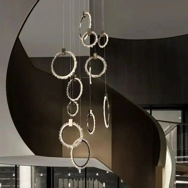Primary Crystal 12 Rings Staircase Chandelier - Arialamps