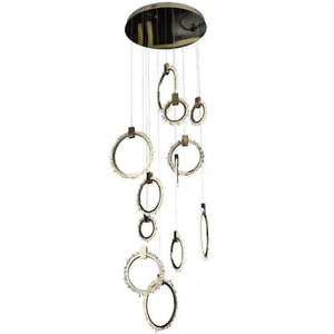 Primary Crystal 12 Rings Staircase Chandelier - Arialamps