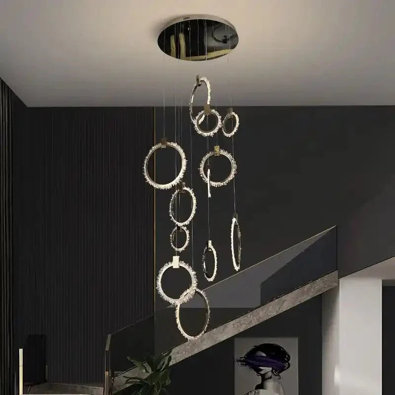 Primary Crystal 12 Rings Staircase Chandelier - Arialamps