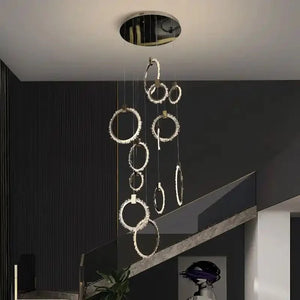 Primary Crystal 12 Rings Staircase Chandelier - Arialamps