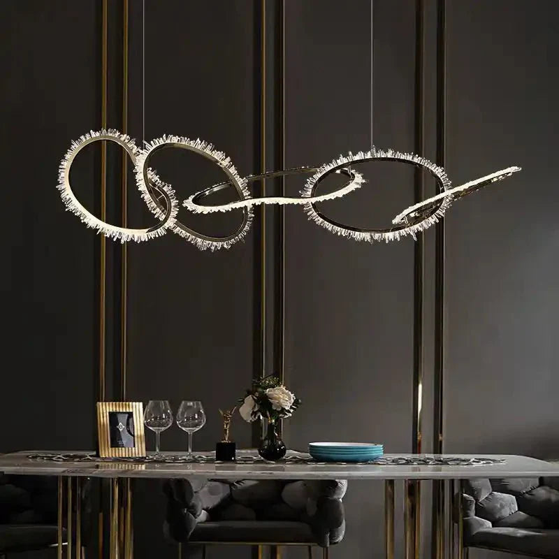Primary Crystal 5 Rings Chandelier - Arialamps