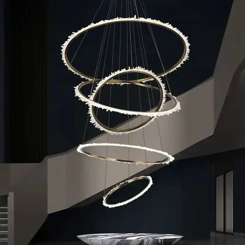 Primary Crystal Multi Rings Chandelier - Arialamps