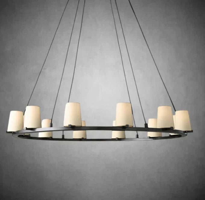 Paricia Fabric Shade Round Chandelier 36" 48" 60"