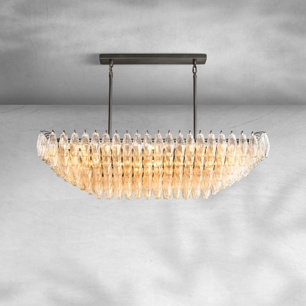 Chiaravalle Clear Glass Tired Rectangular Chandelier 54"74"