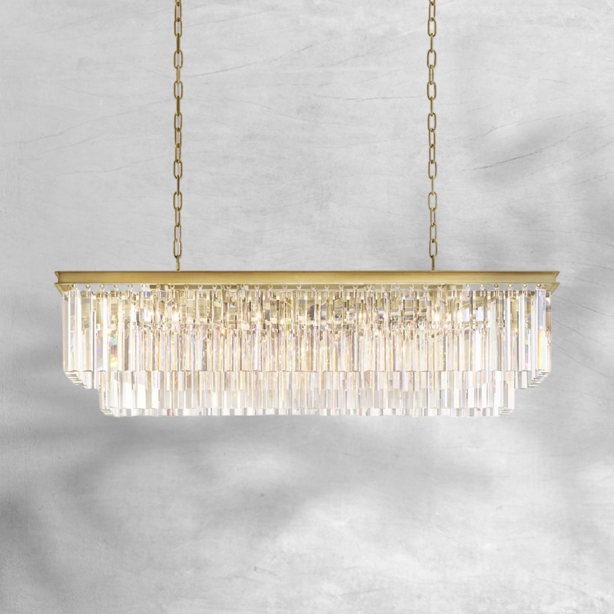 1920s Odaon Art Deco Rectangular Chandelier 40"49"59"72"