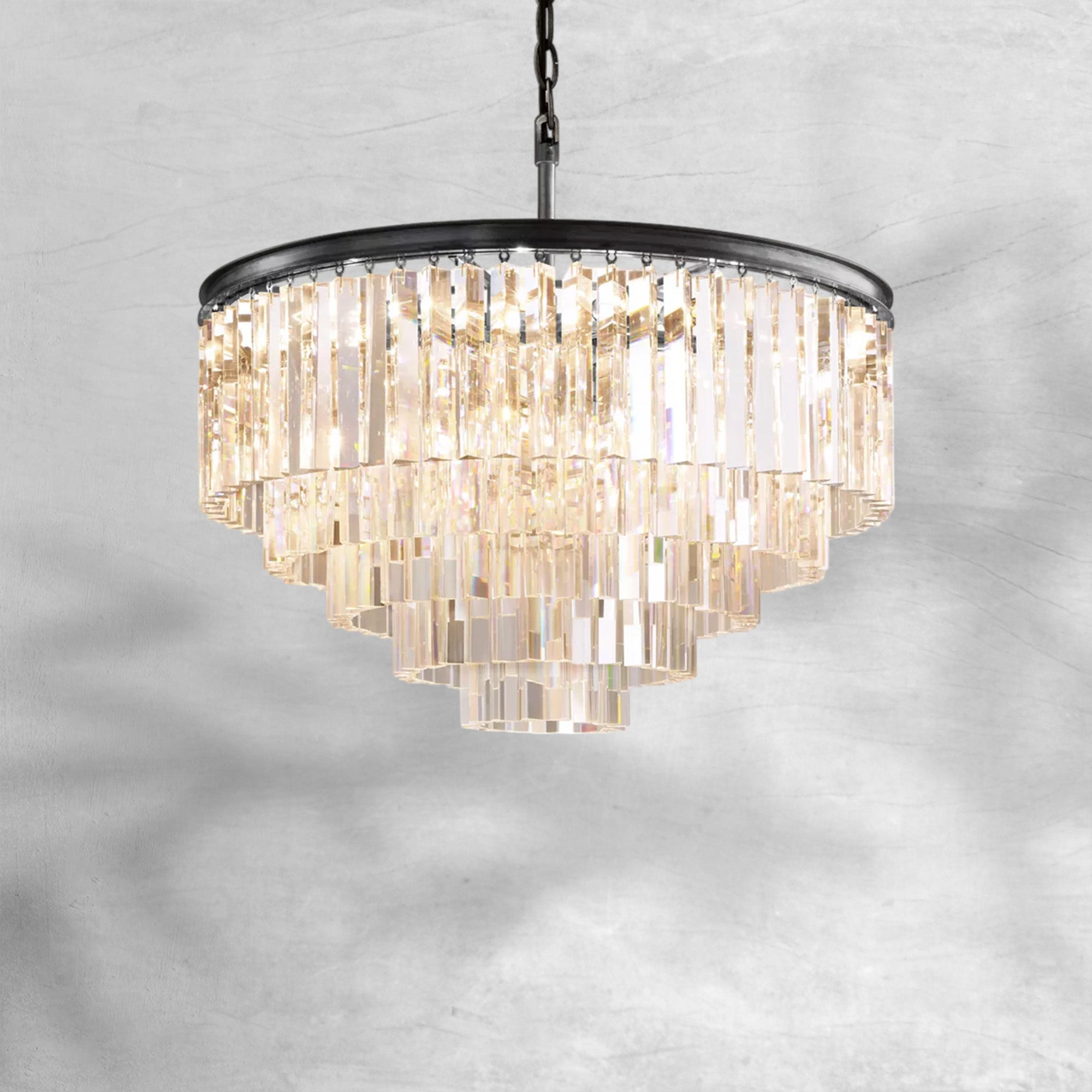 1920s Odaon Art Deco Round Chandelier 20"32"44"