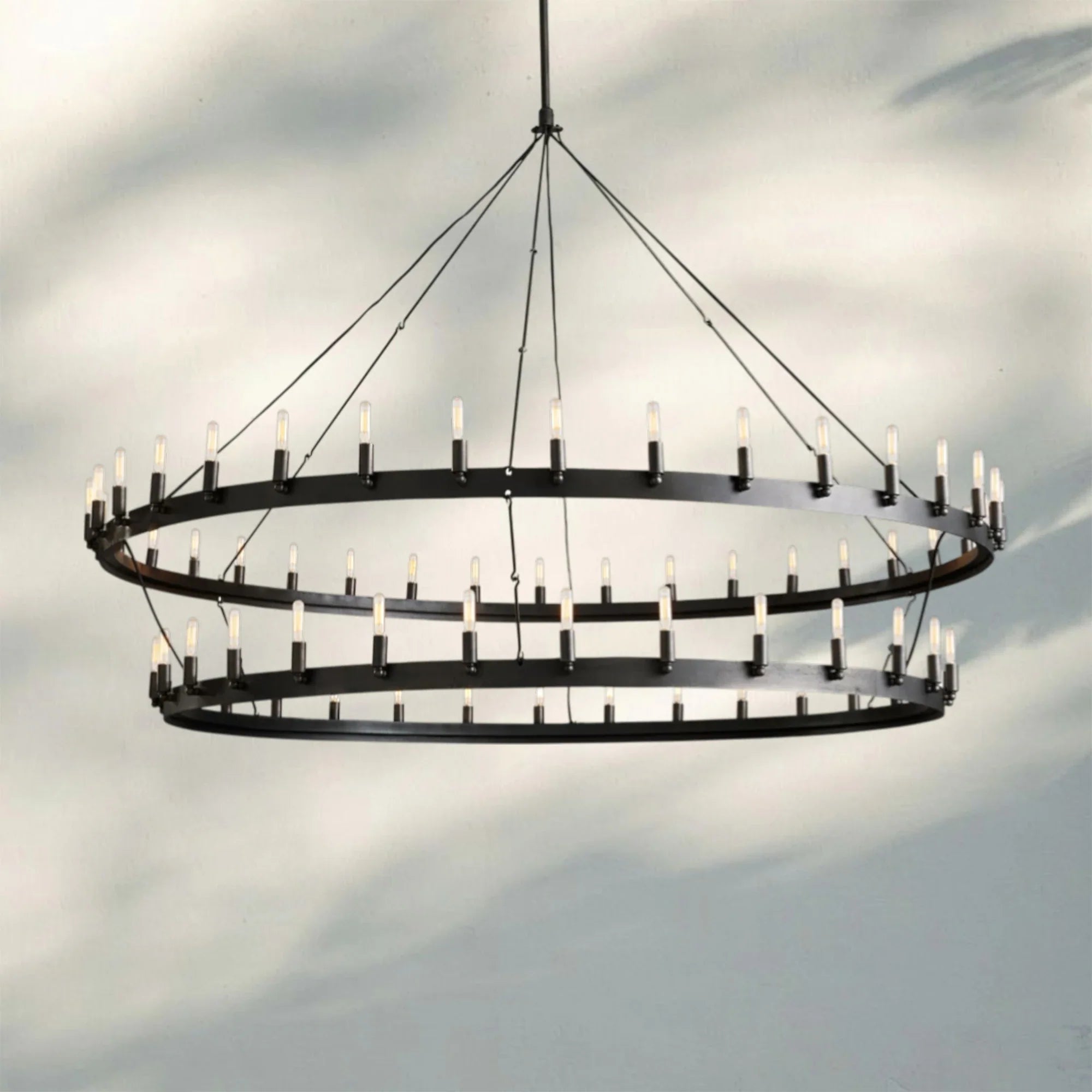 Camina Vintage Filament 2-Tier Round Chandelier 63''