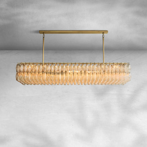 Chiaravalle Glass Rectangular Chandelier 74" - Arialamps
