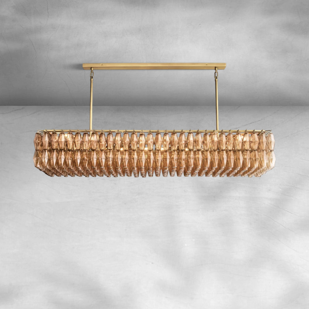 Chiaravalle Glass Rectangular Chandelier 74" - Arialamps