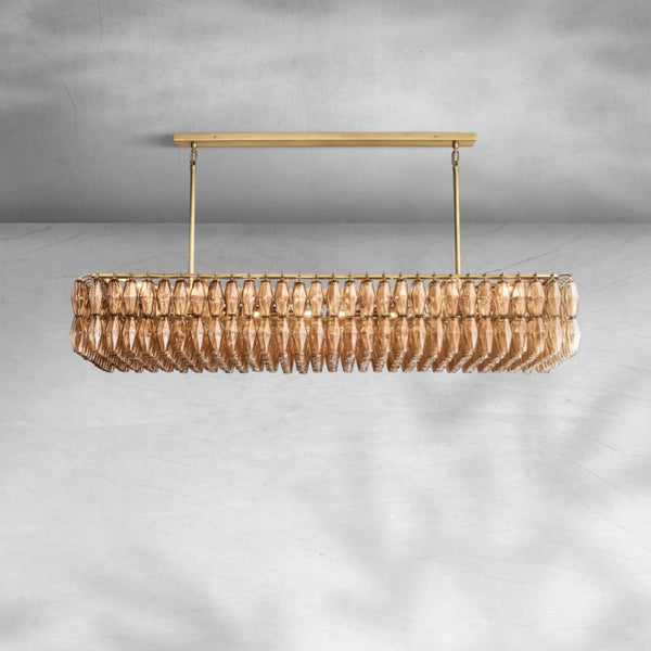 Chiaravalle Glass Rectangular Chandelier 74" - Arialamps