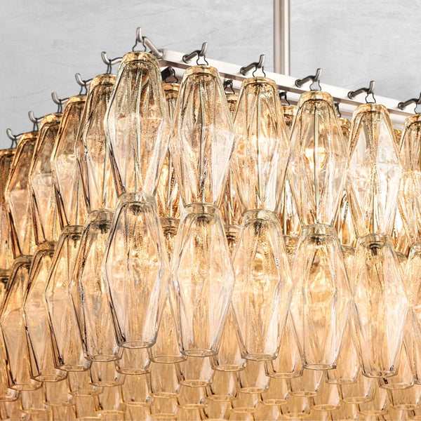 Chiaravalle Glass Rectangular Chandelier 74" - Arialamps