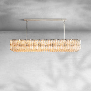 Chiaravalle Glass Rectangular Chandelier 74" - Arialamps