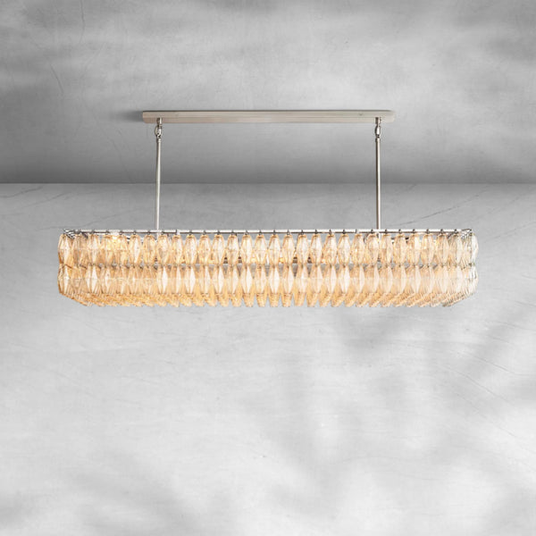 Chiaravalle Glass Rectangular Chandelier 74" - Arialamps