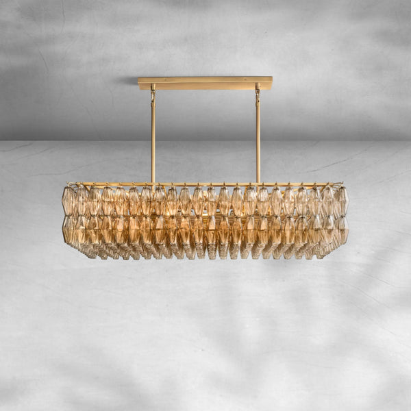 Chiaravalle Glass Rectangular Chandelier 54" - Arialamps