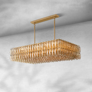 Chiaravalle Glass Rectangular Chandelier 54" - Arialamps