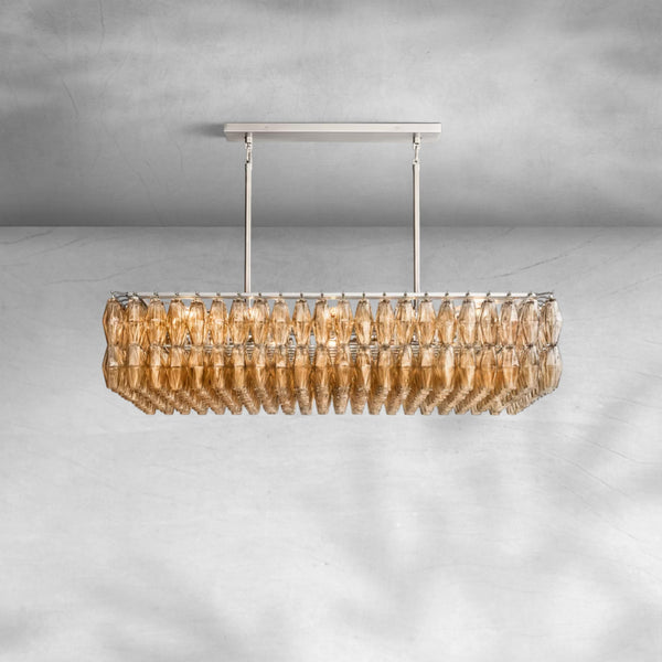 Chiaravalle Glass Rectangular Chandelier 54" - Arialamps