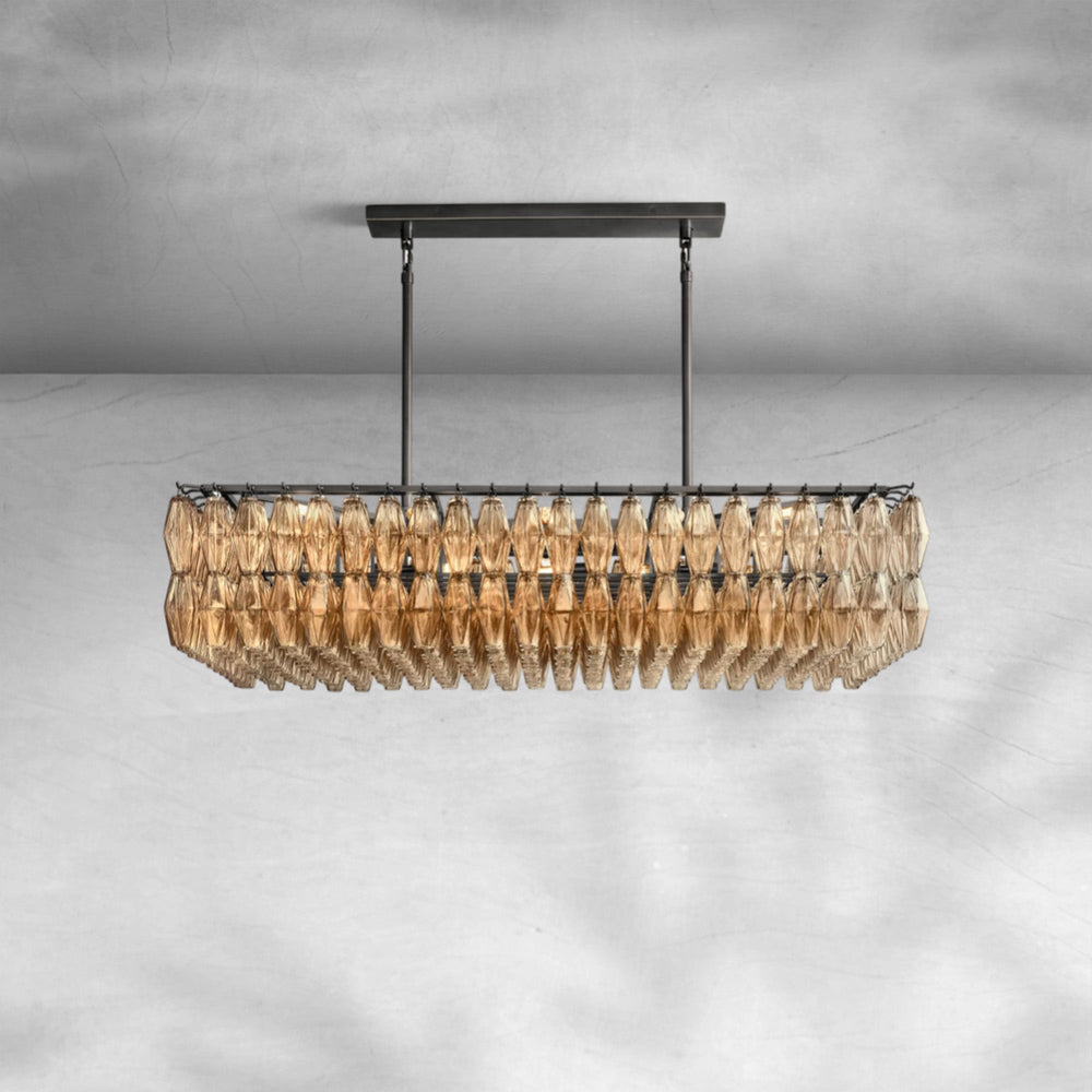 Chiaravalle Glass Rectangular Chandelier 54" - Arialamps