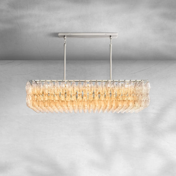 Chiaravalle Glass Rectangular Chandelier 54" - Arialamps