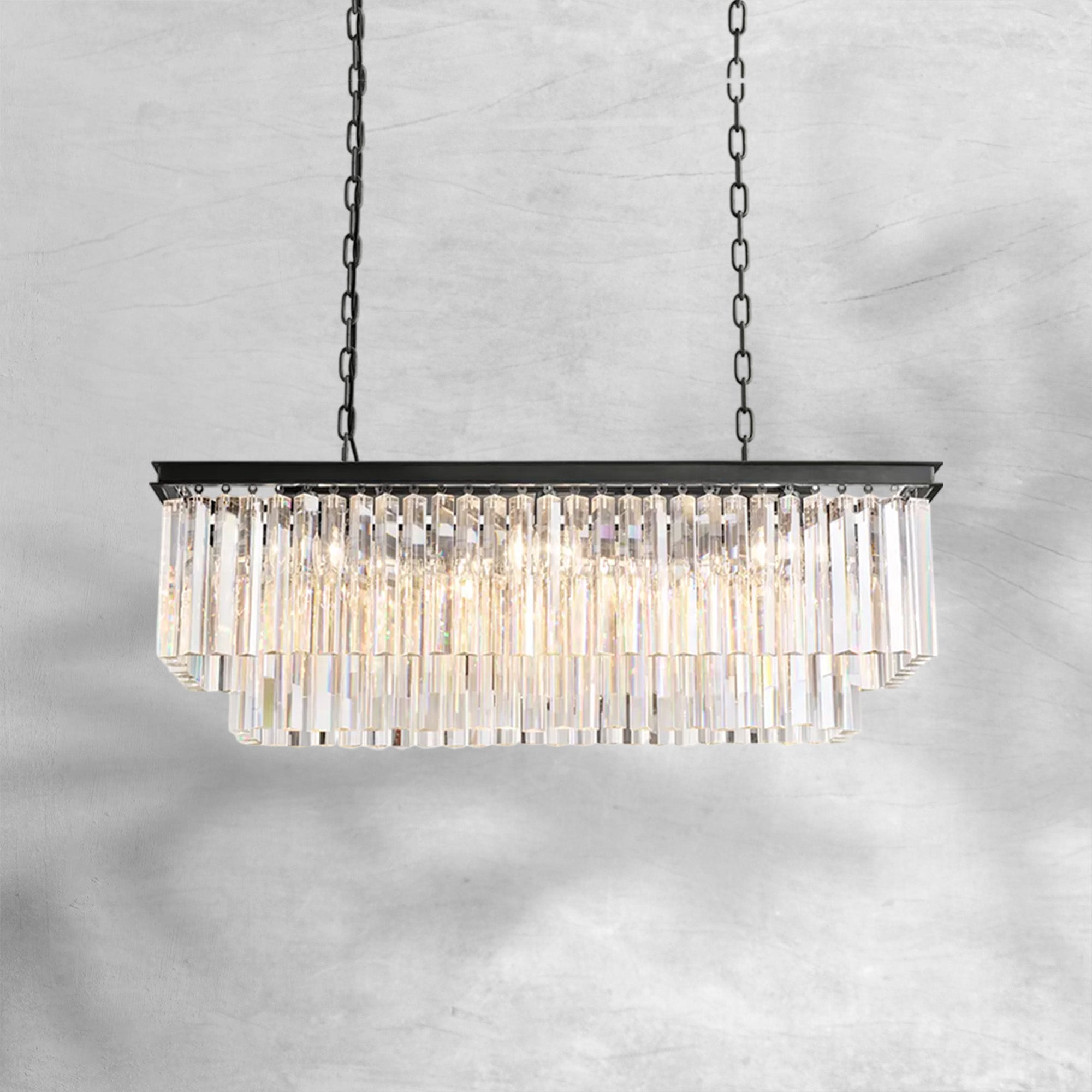 1920s Odaon Art Deco Rectangular Chandelier 40"