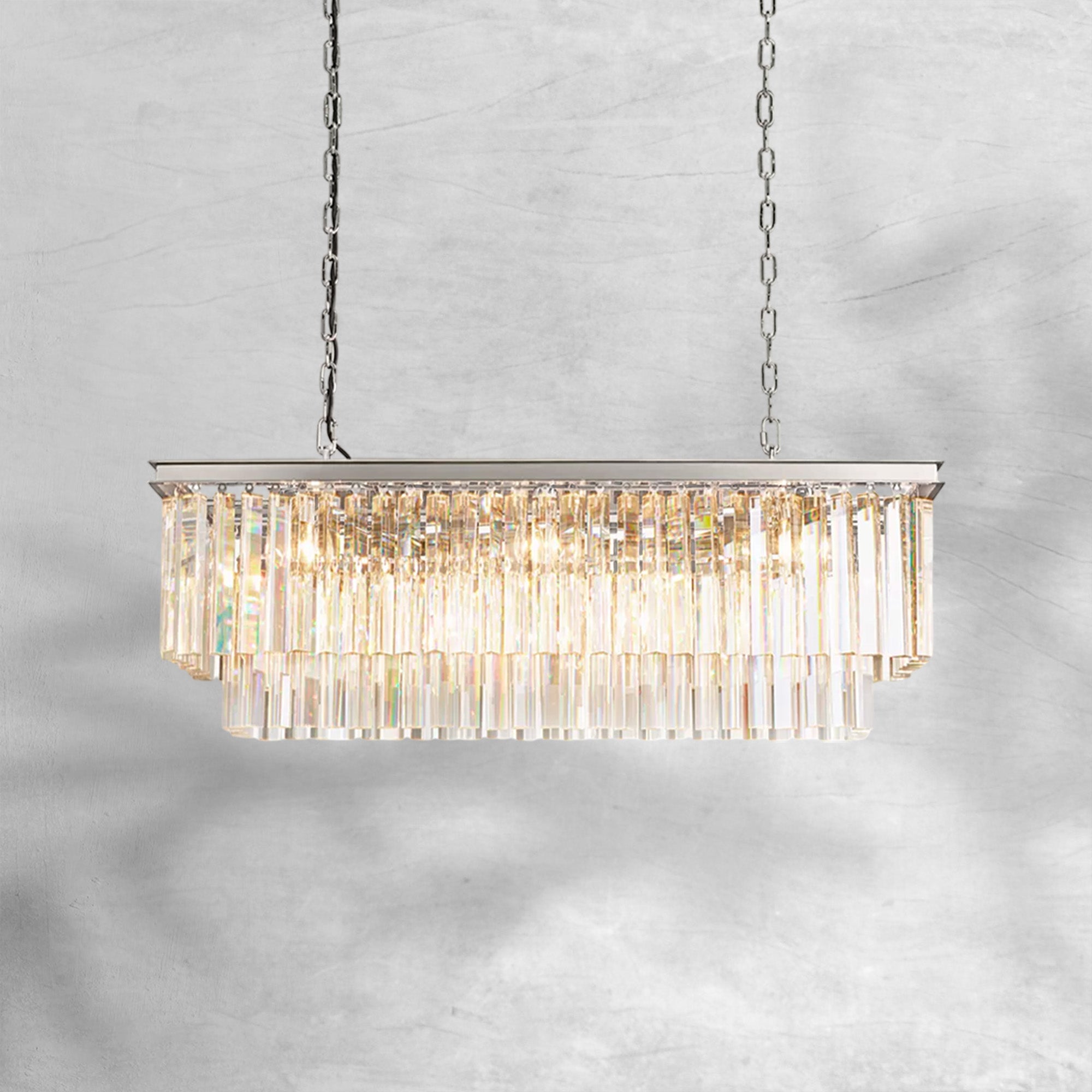 1920s Odaon Art Deco Rectangular Chandelier 40"