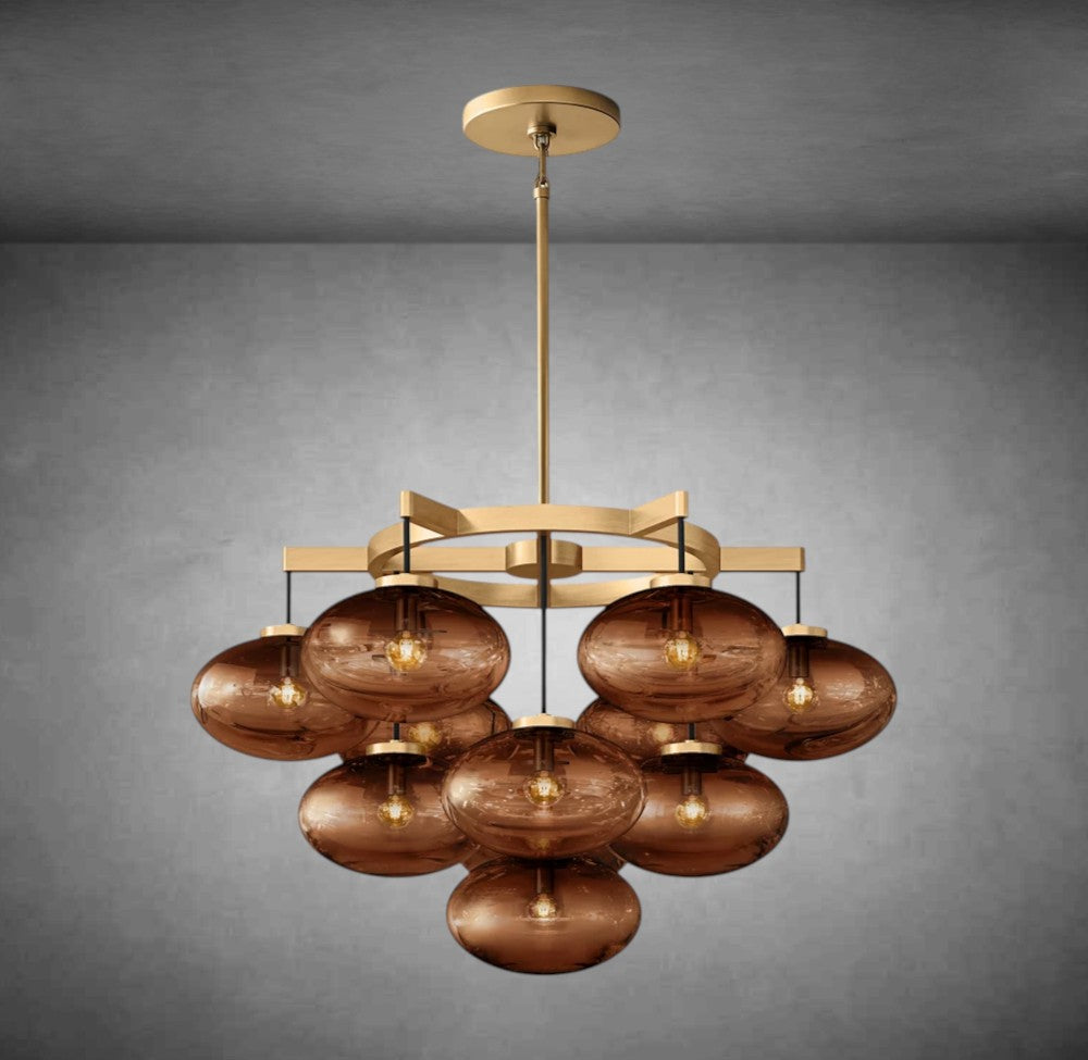 Calus Amber Glass Round Chandelier 36″