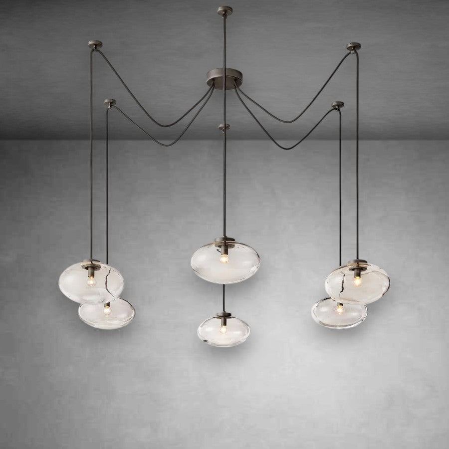 Calus Clear Glass Suspended Chandelier 84″